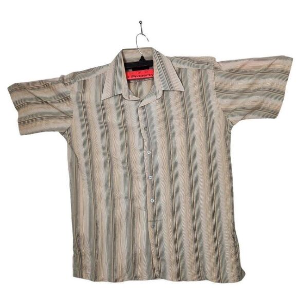 Berkam button front shirt sleeve striped shirt medium 15 - Picture 1 of 7